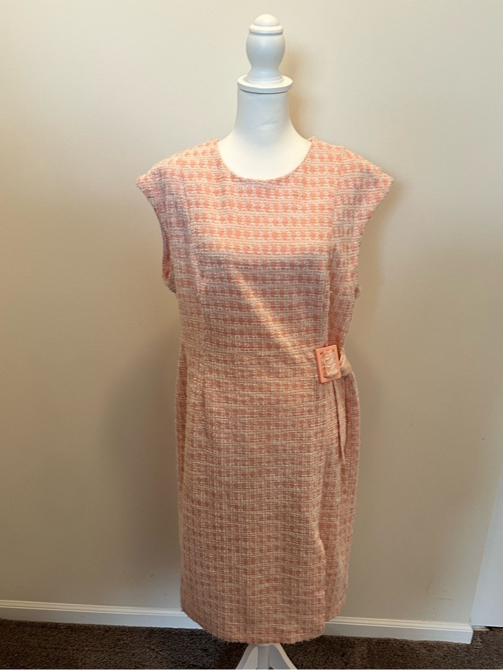 Calvin Klein Women’s Tweed Cap Sleeve Belted Dress